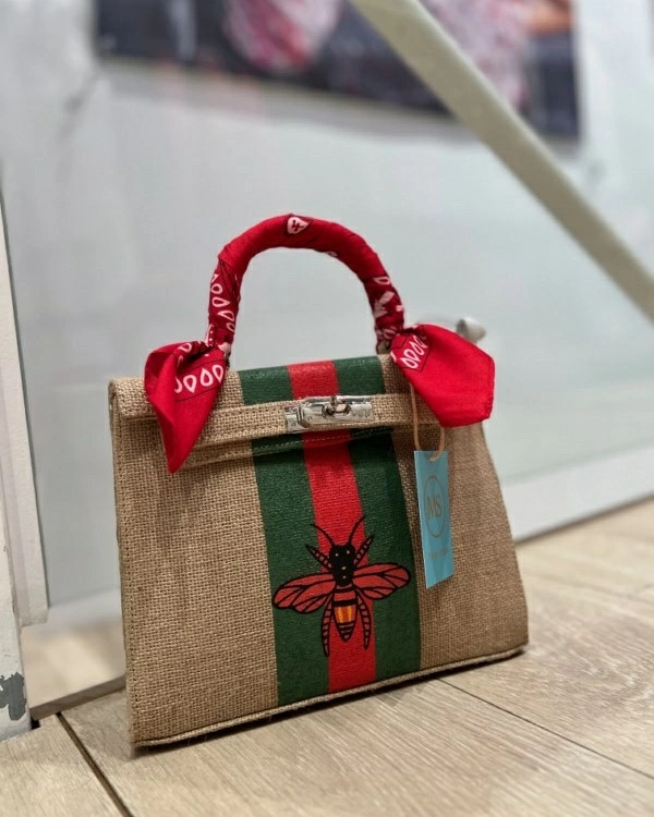 BOLSO YUTE BANDAS VERDE Y ROJA