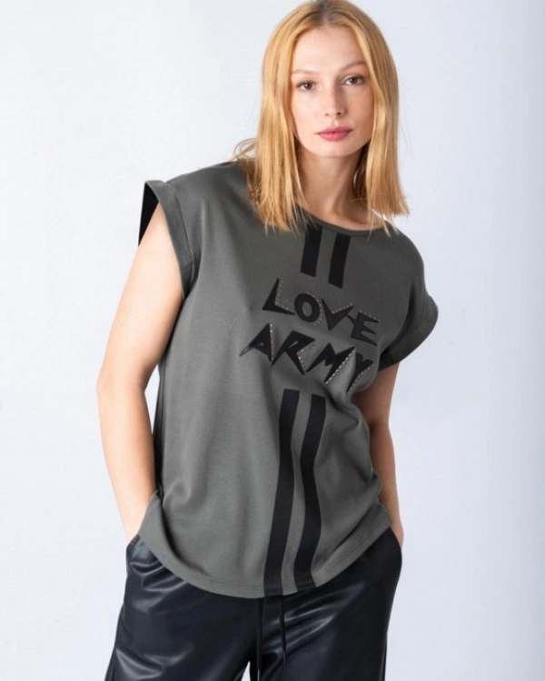 CAMISETA LOVE ARMY VERDE