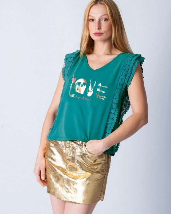 CAMISETA MARGARET MEAD LOVE VERDE ENCAJE