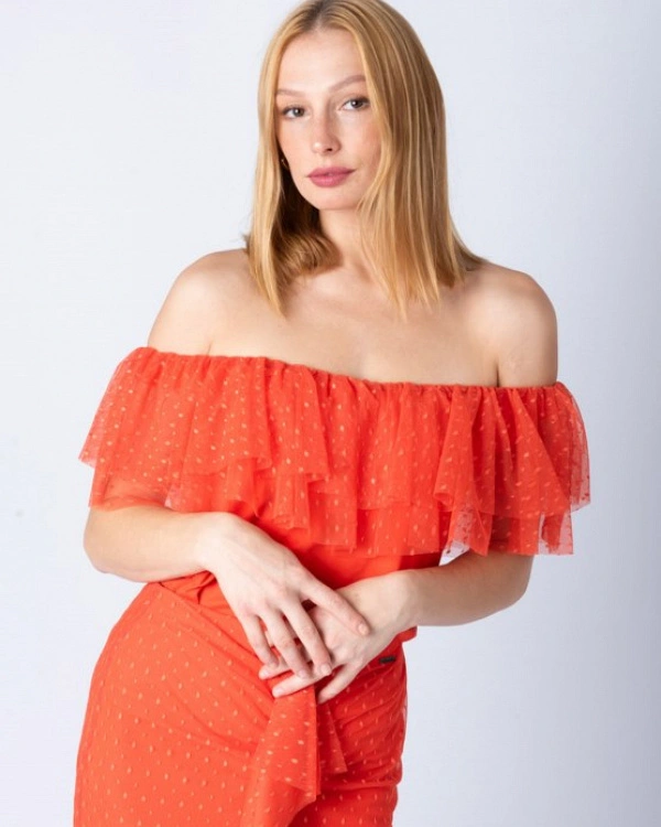 CAMISETA PLUMETI VOLANTE MANDARINA