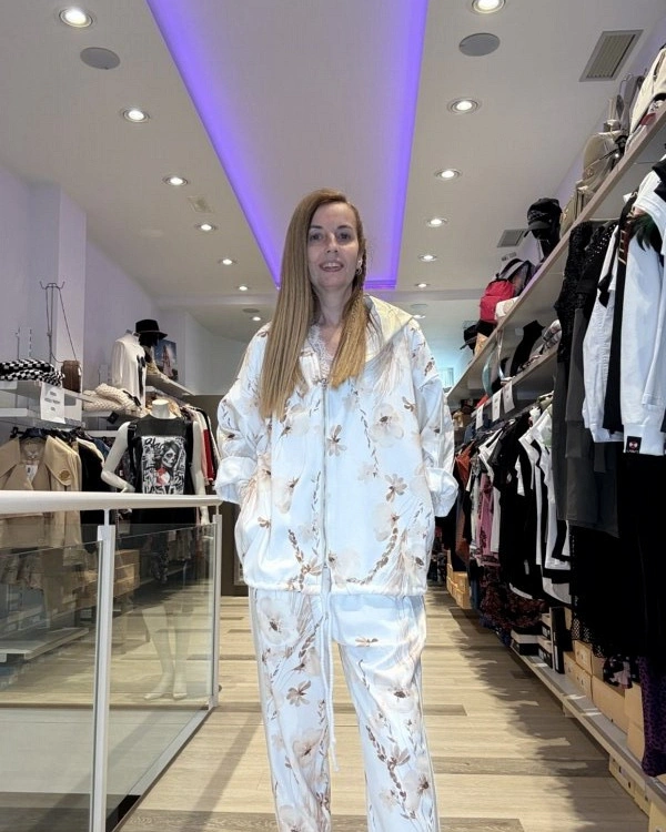 PANTALON FLOWER FRANJA CINTURA LAMINADA