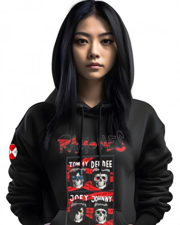 SUDADERA MUJER RAMONES NEGRO