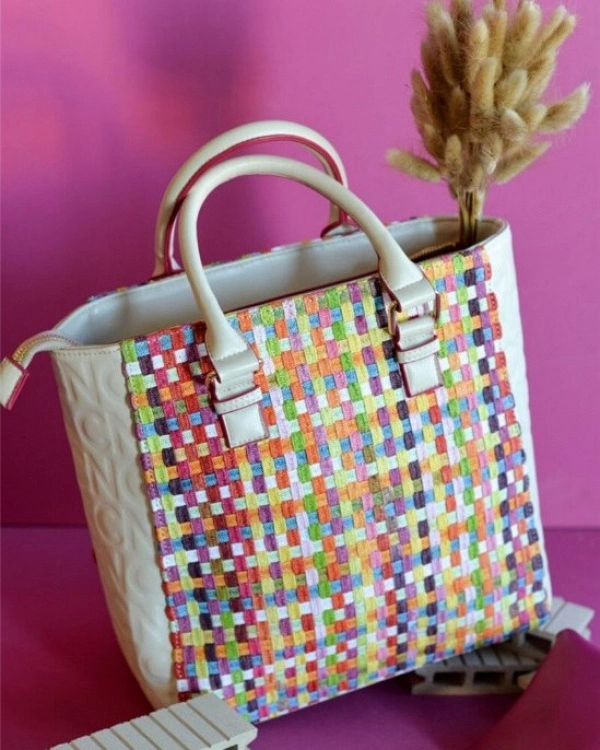 TOTE RAFIA TRENZADA MULTICOLOR