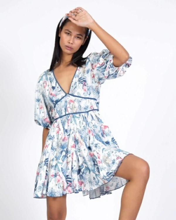 VESTIDO CORTO MANGA GLOBO FLAM