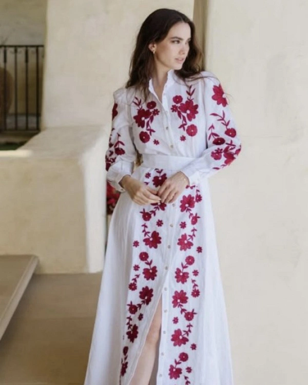VESTIDO GRETA ROJO-CEREZA ( CINTURON EN BLANCO )